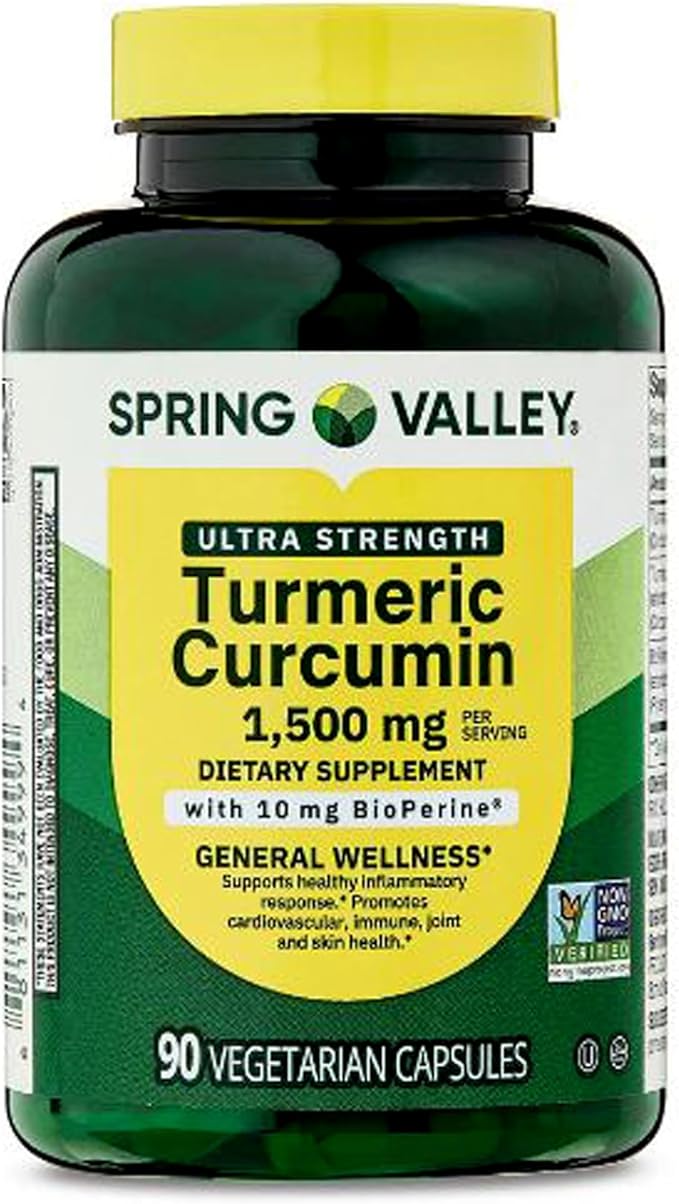 Turmeric Curcumin General Wellness Dietary Supplement Vegetarian Capsules 1500 mg 90 Count
