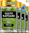 Sulforaphane Supplement Organic Broccoli Sprouts | Stabilized Sulforaphane from Broccoli Florets &amp Seeds | Organic Sulfur Supplements 480 Pills | 4 Packs