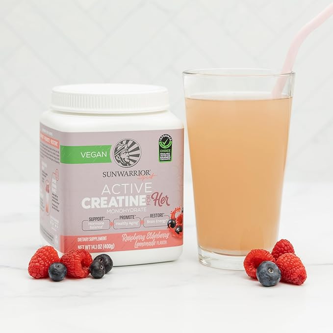 Creatine for Her &amp Organic Plant Based Protein Powder Set | Bundle &amp Save | Raspberry Lemonade Creatine Monohydrate plus Vegan Organic Protein (50 Servings Rasp Lemonade 30 Servings Unflavore