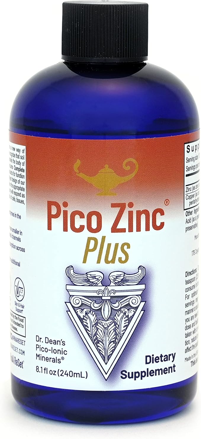 RnA ReSet Pico Zinc Plus – Liquid Zinc &amp Copper Supplement Pico-Ionic Mineral Solution 8.1 Fl Oz (1-Pack) NSF Contents Certified Immune Support Skin Health Cellular Health Vegan