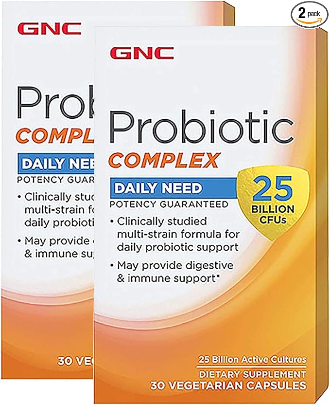 GNC Probiotic Complex Daily Need with 25 Billion CFUs Twin Pack 30 Capsules per Bottle Daily Probiotic Support