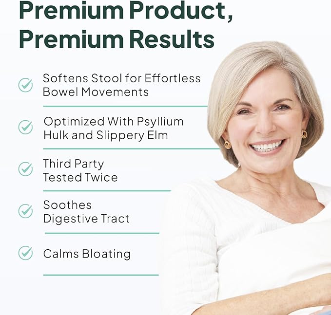 Organics Ocean Better Fiber - Daily Fiber Supplement - Soften Stool for Effortless Bowel Movements - with Psyllium Hulk and Slippery Elm - 6 Bottles (Pack of 2)