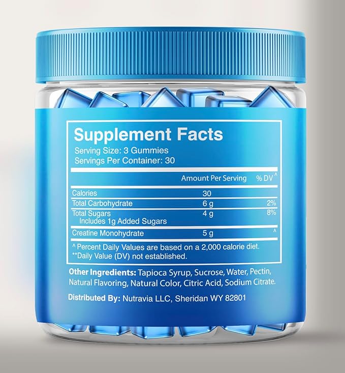 Creatine Gummies with 5g Creatine Monohydrate for Men and Women - Strength Endurance Muscle - Micronized Clean HCL Balanced Instantized Creatina Gummy Monohidratada en Polvo USA Made (90 Gummies)
