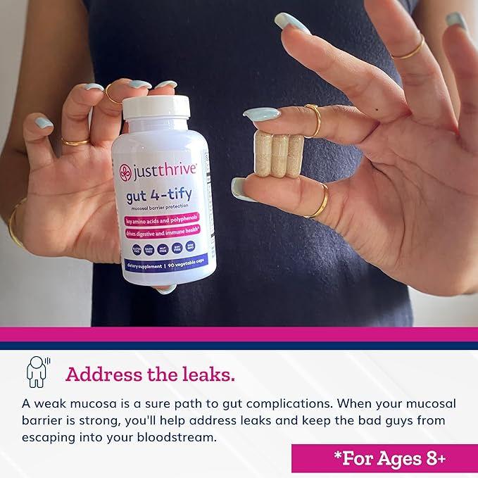 Just Thrive Gut 4-tify - Gut Health Supplements for Women and Men - Anti Bloat 90 Vegetable Capsules