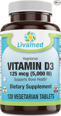 Livamed - Vitamin D3 5000 IU Veg Tabs 120 Count