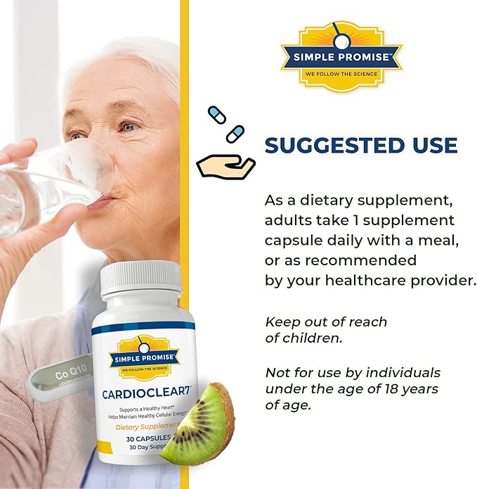 Simple Promise Heart &amp Cholesterol Support Bundle - Supports Heart Health &amp Energy - Cholibrium &amp CardioClear 7 for Circulation &amp Cellular Energy - 90 Capsules