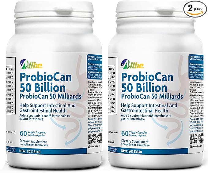ProbioCan - Probiotic 50 Billion CFU (60 Servings) 11 Strains of Lactobacillus &amp Bifidobacteria Supports Digestive Health &amp Immune Function Probiotics for Women &amp Men - Pack of 2