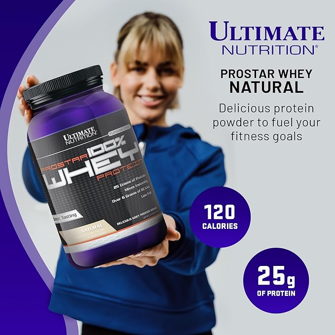 Ultimate Nutrition Prostar Whey Protein Powder Isolate Natural - Low Carb High Protein Powder Shake for Muscle Gain &amp Recovery - Low Sodium Low-Fat &amp Keto Friendly - 2 lbs Tub