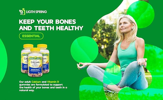 Calcium Plus Vitamin D Adult Gummies 500 mcg 1000 IU Assorted Flavors 100 Ct (3 Pack) Bundle with Exclusive Vitamins &amp Minerals - A to Z - Better Ligth&ampSpring Guide (4 Items)