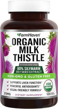 FarmHaven USDA Organic Milk Thistle Capsules |30X Concentrated Seed Extract &amp 80% Silymarin Standardized - Supports Liver Function and Overall Health | Non-GMO | 120 Veggie Capsules