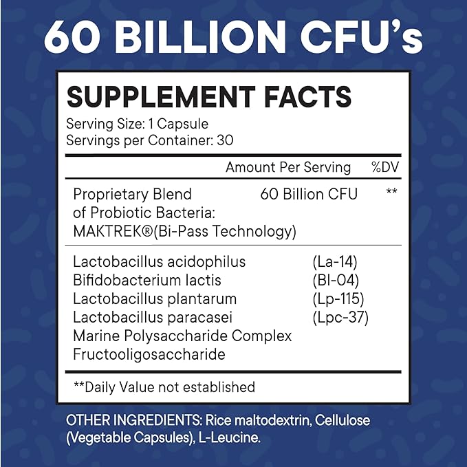 Probiotics 60 Billion CFU with Prebiotic Formula - Probiotics for Women and Men and Adults 100% Natural Digestive Enzymes Shelf Stable Probiotic Supplement Prebiotic