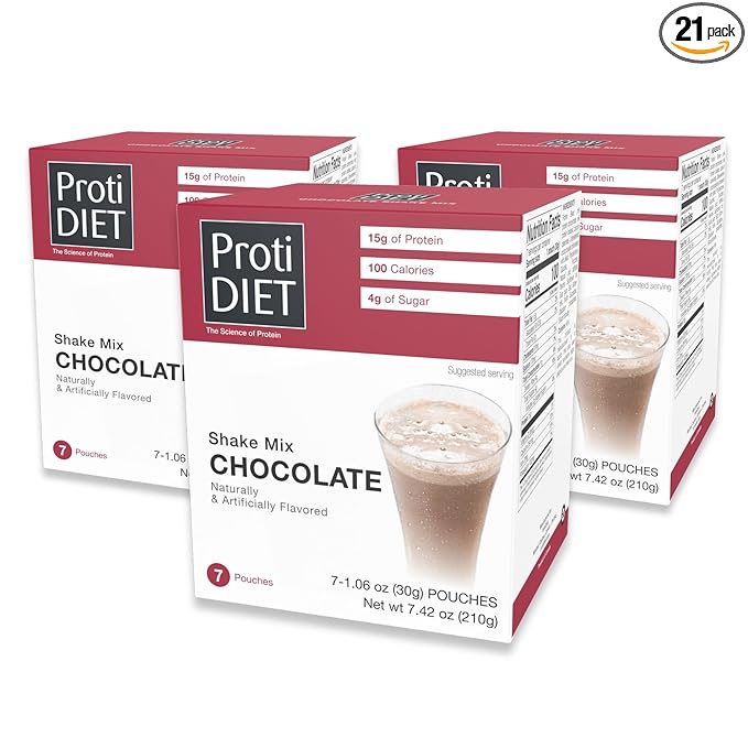 ProtiDIET Chocolate Protein Shake - 21 Pouches - Low Fat High Protein Drink for a Healthy Active Lifestyle - Quick and Easy Preparation Chocolate Protein Drink