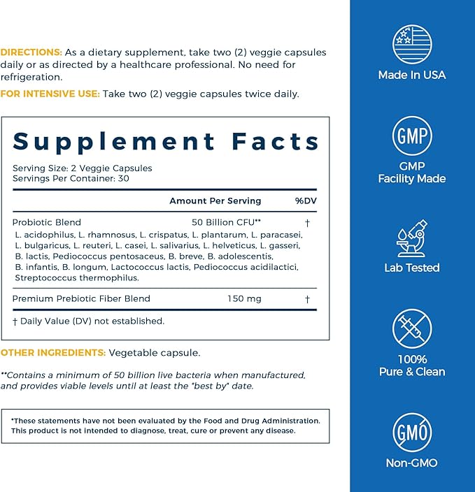 NewRhythm Probiotics 50 Billion CFU 20 Strains 120 Veggie Capsules Targeted Release Technology Stomach Acid Resistant No Need for Refrigeration Non-GMO Gluten Free