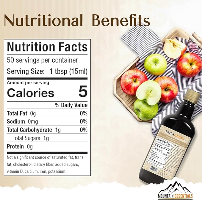 MOUNTAIN ESSENTIALS Natural Wellness Recipe Apple Cider Vinegar with Elderberry Juice Liquid Complex 25 oz | Natural Tonic Detox &amp Energize Body | Organic Wildcrafted Herbs &amp Spices Pack of 12