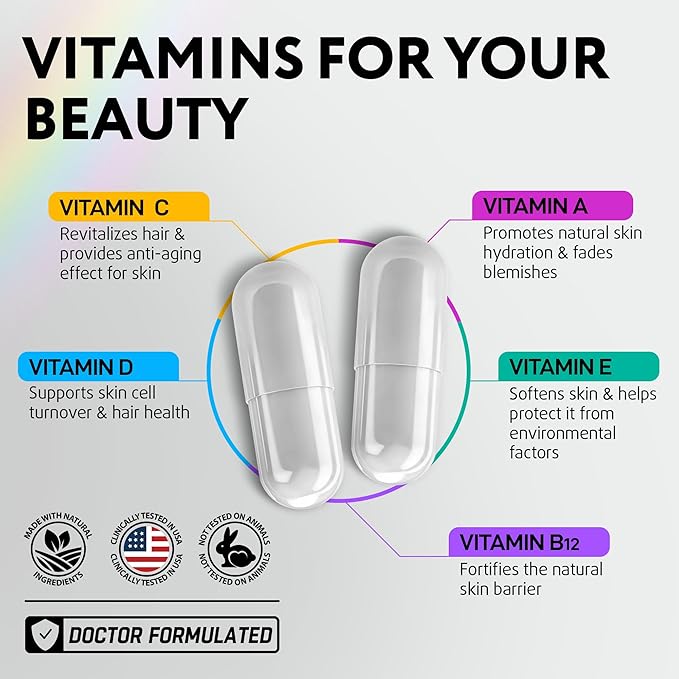 Biotin Bundle for Hair Growth with Collagen &amp Keratin for Hair Loss &amp Thinning Hair - Hair Skin and Nails Vitamins for Women &amp Men - Healthy Regrowth Skin Glow &amp Nail Repair - 180 Cap