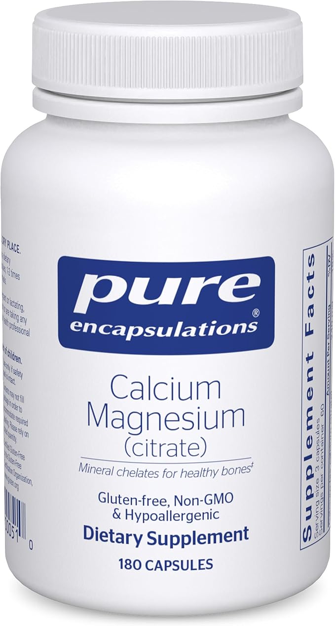 Pure Encapsulations Calcium Magnesium (Citrate) - 240 g Calcium &amp 240 g Magnesium - Bone Health Support - Non-GMO &amp Vegan - 180 Capsules