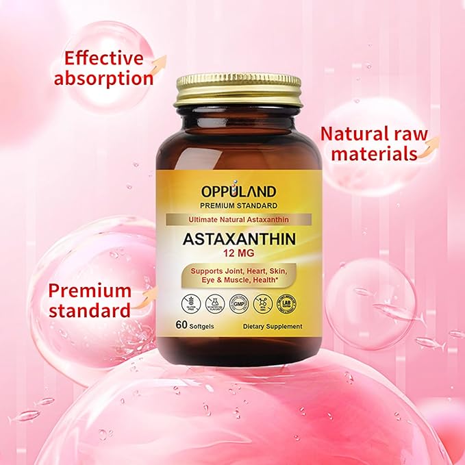 Astaxanthin 12mg | 60 Softgels | Supports Joint Heart Skin and Muscle Health
