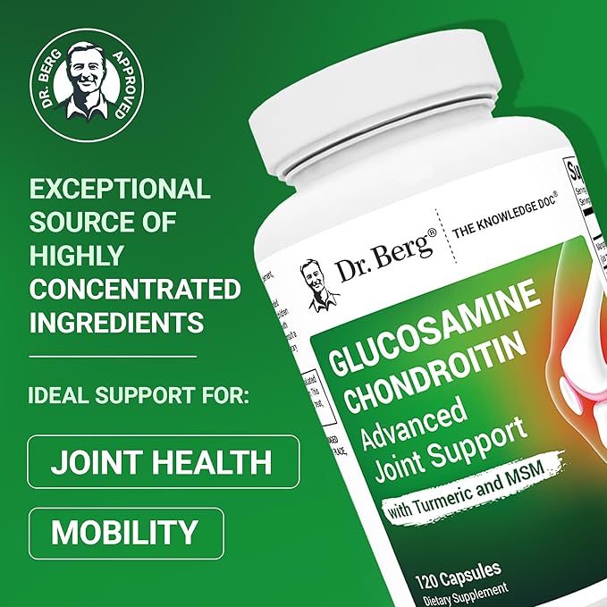Dr. Berg Glucosamine Chondroitin MSM Turmeric &amp Boswellia - Advanced Joint Support Supplement with 1500 mg Glucosamine Sulfate - Includes 120 Capsules