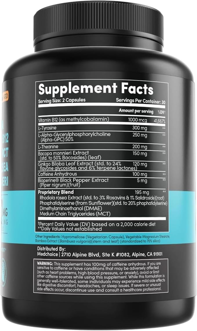 MEDCHOICE Turmeric &amp Ginger (240ct) Sleep Melatonin (90ct) and Nootropic Brain (60ct) Supplement Bundle - Wellness Trio for Brain Sleep &amp Immune Support - Vegan Non-GMO Gluten-Free