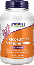 NOW Supplements Glucosamine &amp Chondroitin with Trace Mineral Concentrate and Alfalfa 120 Capsules