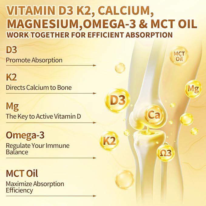 VivoNu Vitamin D3 K2 Drops D3 20000 IU &amp K2 as MK-7 400mcg with Magnesium Calcium Zinc &amp Omega 3 for Immune* Mood* Bone* Health Orange Flavor Vitamin D Liquid Drops Supplement Non-GMO (