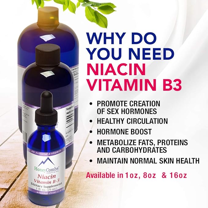 HoneyCombs Vitamin B3 (Niacin) Drops 1 Fl Oz. + Green Barley 4 8.5 Oz Powder