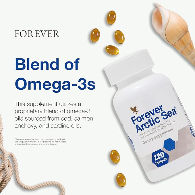 Forever Living - Arctic Sea Omega-3 Supplement - EPA and DHA Blend for Heart Brain and Eye Health - Gluten-Free - 240 Softgels (Pack of 2)