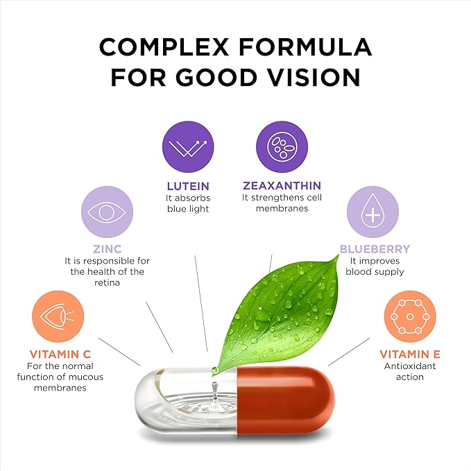 Excellent Vision with 1 Capsule/Day. Concentrated Composition. Multidirectional Action. Liquid Formula for Complete Absorption and Faster Effect. Laboratory Tested. (1 Month Supply)