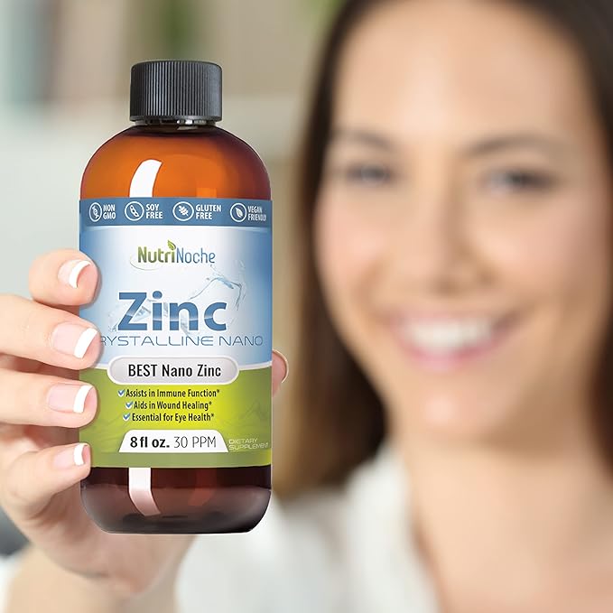 Liquid Zinc Supplement by Nutrinoche: Organic Liquid Drops - Ionic Zinc and Picolinate Alternative - 99.99% Ultra Pure Crystalline Nano Particles - for Adults and Children - (32 oz)