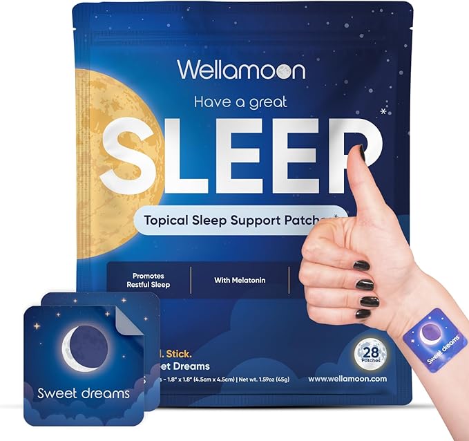 Wellamoon Original Sleep Patches for Adults Extra Strength | Easy-to-Apply Sleep Patch with Melatonin &amp Valerian | Relax &amp Wake Up Refreshed | Long-Lasting Night Comfort for Men &amp Women |