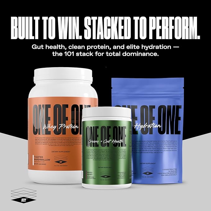 ONE of ONE Greens &amp Gut Health – Superfood Greens Powder with Prebiotics Probiotics &amp Digestive Enzymes for Gut Health Immunity &amp Energy No Artificial Sweeteners - Mixed Berry 30 Servi