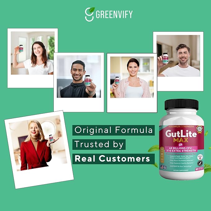 GutLite Max Probiotic Supplement Maximum Strength 40 Billion CFU 60 Capsules 30-Day Supply MAKTREK Bi-Pass Technology (1)