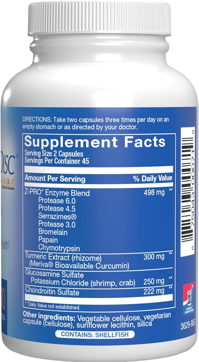 Nutra Disc &amp Joint Support Supplement - Clinically Formulated Restorative Cartilage Ligament and Tendon Supplement with Patented Meriva Curcumin &amp Glucosamine and Chondroitin for Adults - 45 S
