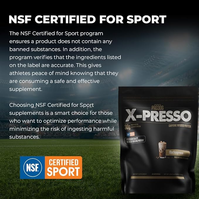 ATHLEAN-X PRO-30G Xpresso Premium Caffeinated Protein Powder Mochaspresso Gluten-Free Low Sugar 30g of High Protein Powder for Muscle Recovery &amp Growth NSF Certified for Sports
