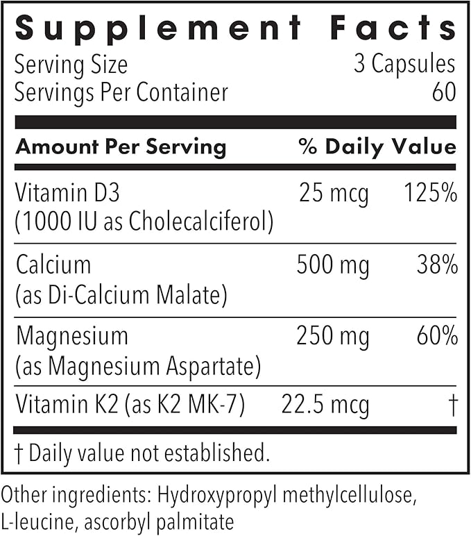 Metabolic Maintenance - Cal/Mag Plus w/Vitamin D &amp K2 180 caps