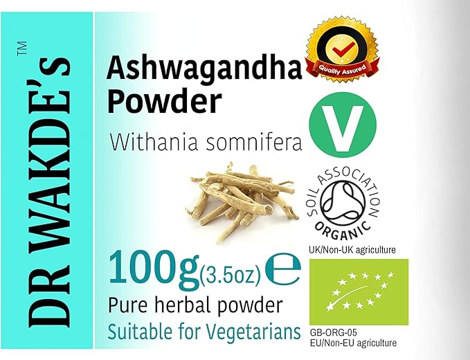 DR WAKDE's Organic Ashwagandha Powder (Indian Ginseng | Withania somnifera) - 100g (3.5oz) | Pure Raw &amp Dried Powder | Ayurvedic Herb | Vegan | Nothing Added Nothing Removed | Same Day Dispatch