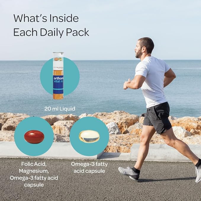 Orthomol Vital M – Daily Multivitamin for Men Vitamins A B C D3 E K Zinc Iodine &amp Omega-3 Supports Energy Vitality Immune Health &amp Metabolism 7-Day Supply Liquid+ Capsules Supplem