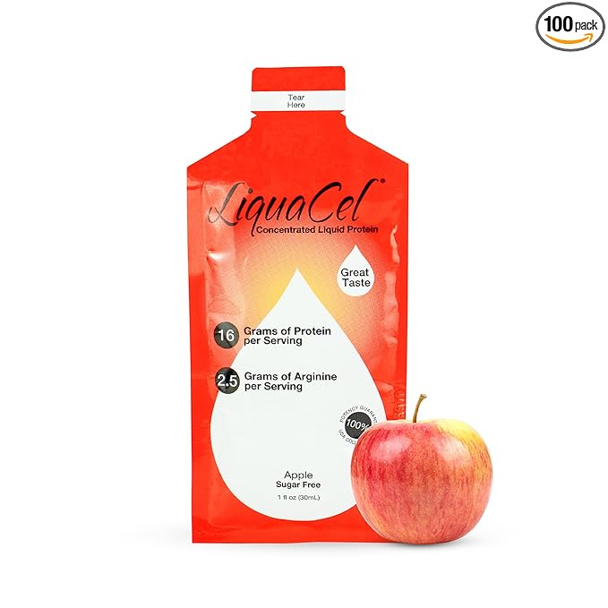 LiquaCel Concentrated Liquid Protein Apple Flavor 16g Hydrolyzed Collagen Protein and 2.5g Arginine Per Single-Serving Packet Sugar &amp Gluten Free 1fl oz Packets 100ct Case