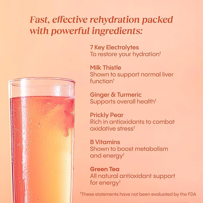 Hydralyte Liver Support + Electrolyte Mix with Milk Thistle Turmeric Ginger Prickly Pear Green Tea Extract Formulated for Rapid Rehydration (Blood Orange Ginger 40 Serve Tub)
