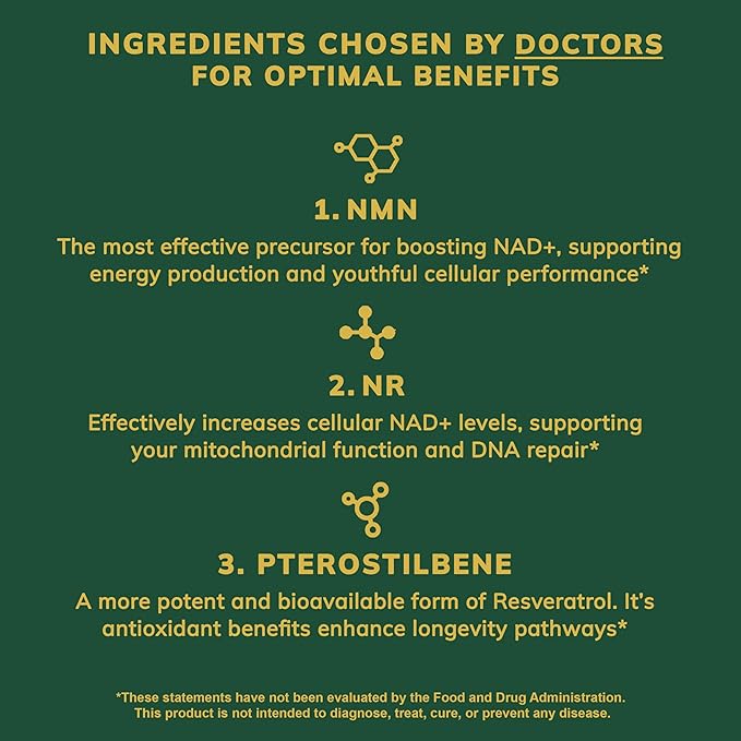 Unlock NAD+ Triple-Pathway NAD+ Support Supplement with NMN + NR | Science Backed Third Party Tested Non-GMO Made in USA
