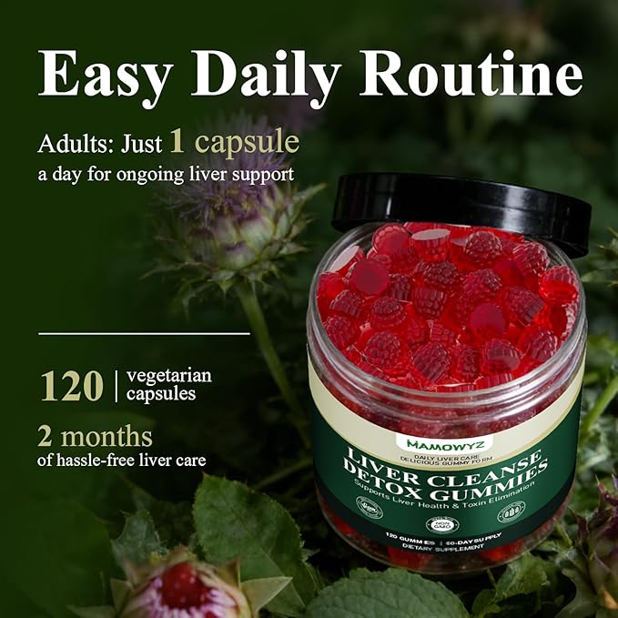 Liver Cleanse Detox &amp Repair - Sugar Free &amp Vegan Gummies Milk Thistle Liver Detox Supplement Supports Liver Detox Ginger Root Choline &amp Dandelion Root Silymarin Infused 120 Gummies