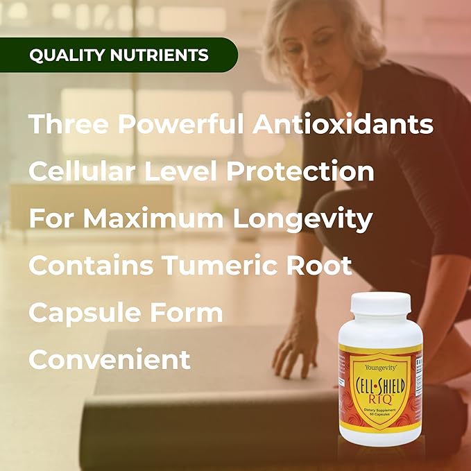 Youngevity Resveratrol Turmeric Quercetin RTQ Cell Shield - 60 Capsules (Pack of 2)