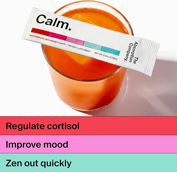 Calm Drink Mix - Supports Cortisol Regulation and Mood - Watermelon Lemonade Flavor &amp Sleep Aid Powder - Free Natural Supplement to Reduce Stress and Improve Sleep Quality Chamomile Lemonade Flavo