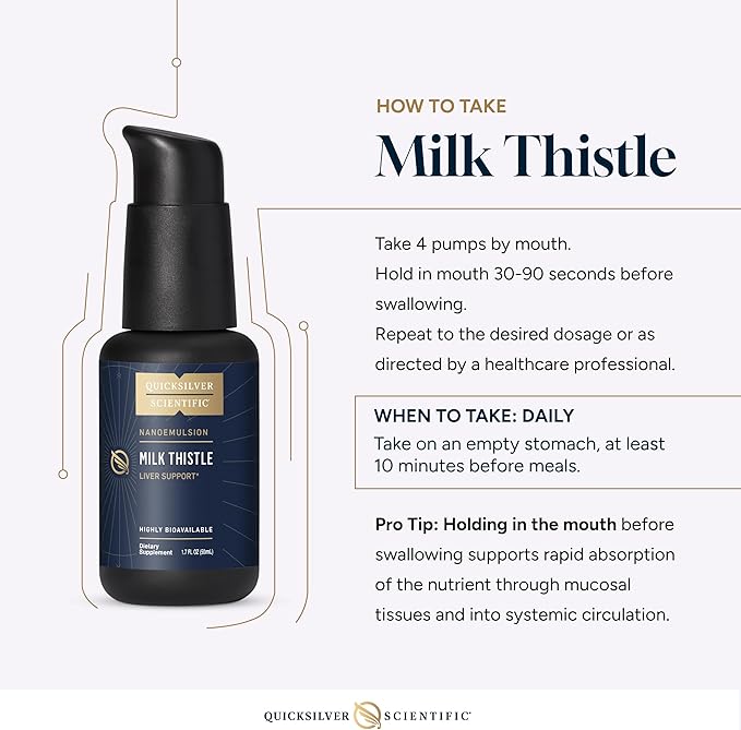 Quicksilver Scientific Nanoemulsified Milk Thistle - Silymarin Liquid with Liposome Delivery System - Immune Detox + Liver Cleanse Support (1.7oz / 50ml)