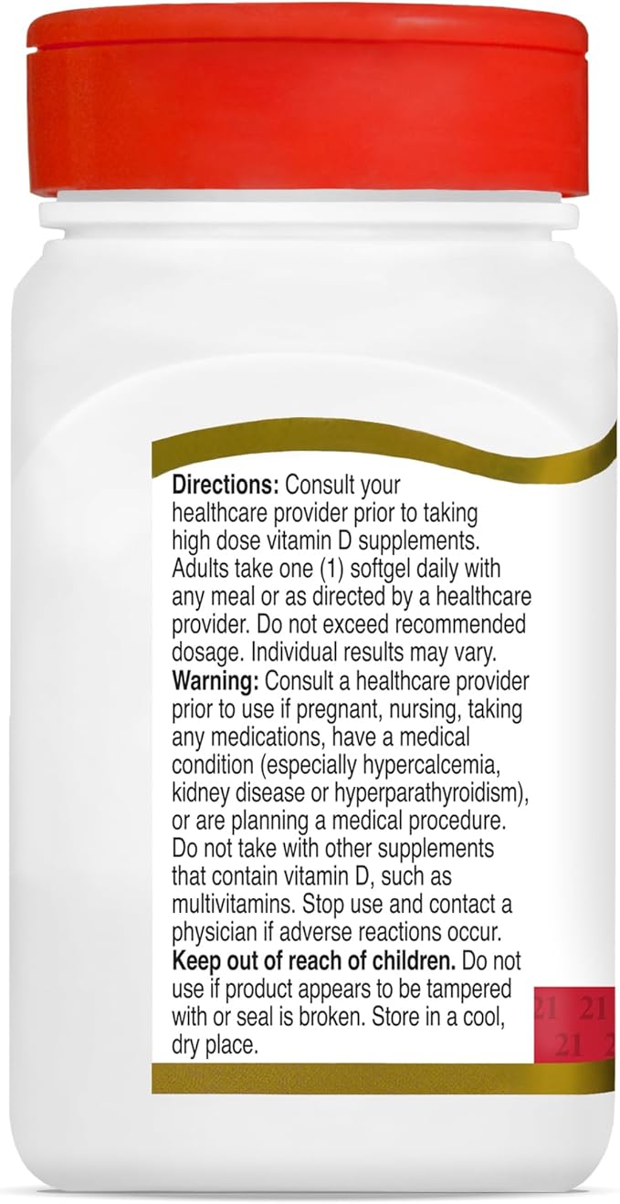 21st Century Vitamin D3 250 mcg (10000 IU) Rapid Release Softgels 110 Count (Pack of 2)