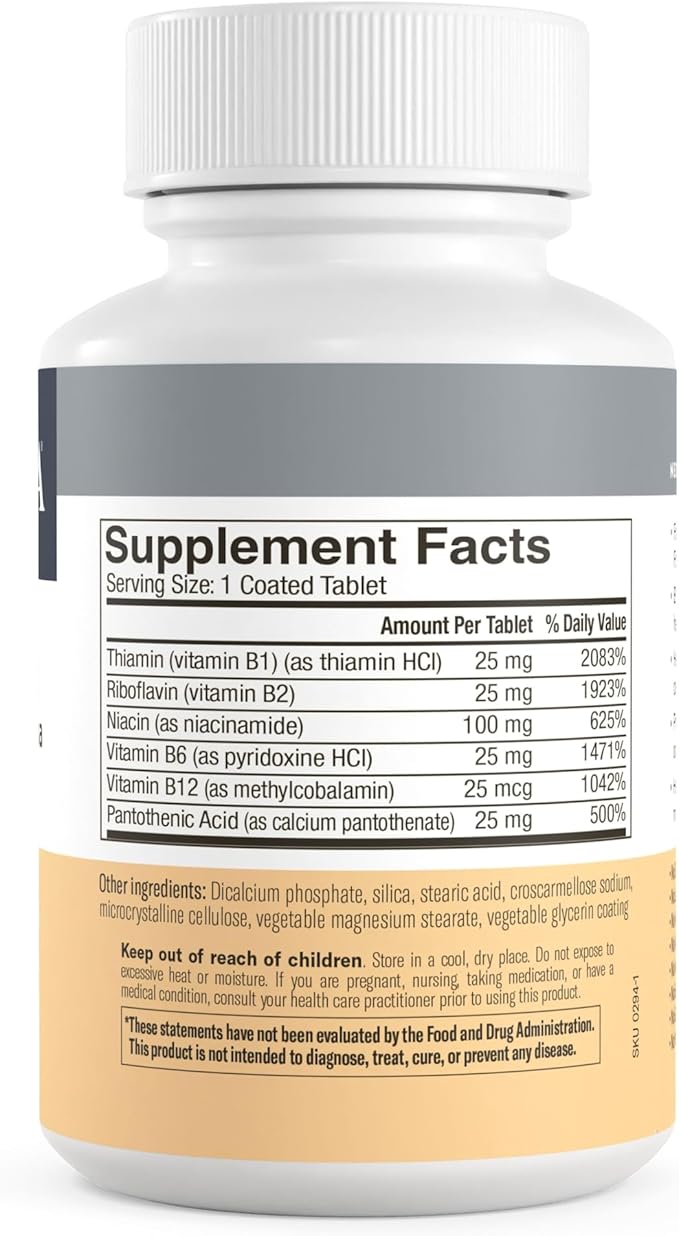 Freeda Vitamin B Complex No Folic No PABA - Super B Complex Kosher Vitamin Supplement with Vitamin B1 Vitamin B2 Vitamin B3 Vitamin B5 Vitamin B6 Vitamin B12 - Vit B Complex B for Women &amp Men (250