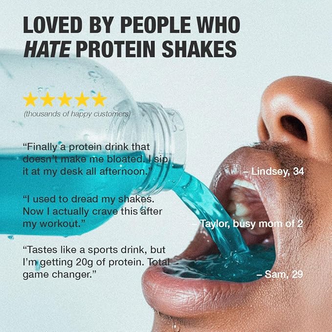 FLYTE Clear Whey Isolate Protein Powder Blue Raspberry Flavor | 20g Grass-Fed Whey Isolate + Electrolytes | No Added Sugar Gluten-Free 20 Servings