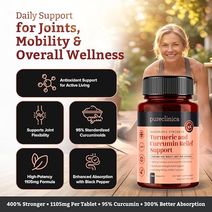 1100mg Turmeric and Curcumin x 180 Tablets - 6 Months Supply - w/95% Curcumin &amp 5mg Black Pepper Extract