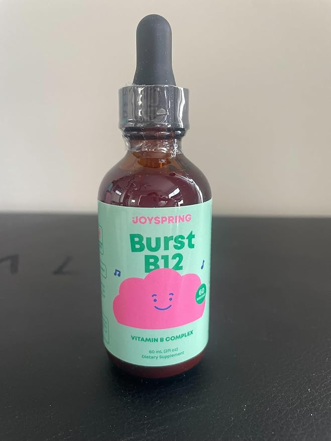JoySpring Burst B12 Drops - Vitamin B Complex for Kids with Methyl B12 Supplement to Support Healthy Growth &amp Development Vegan Liquid B12 Drops Ages 3-16+ | 2 fl oz (60 Servings) (Pack of 2)