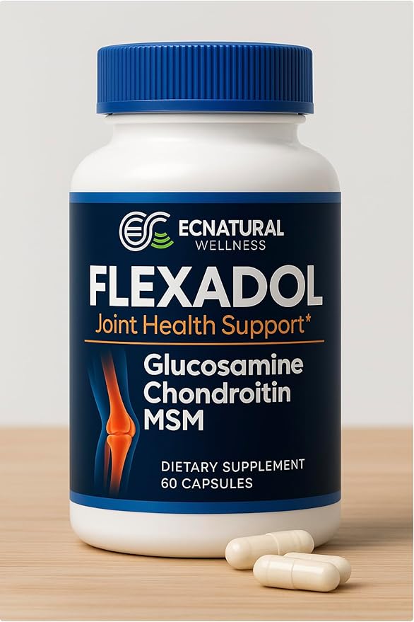 FLEXADOL 2-Pack – Glucosamine Chondroitin MSM | General Joint Support | Mobility &amp Flexibility Focus | Daily Routine Companion | 2 Bottles 60 Capsules Each Flex - Solution